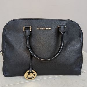 Michael Kors Crossbody - Black Saffiano Leather - Cindy Large Dome Purse